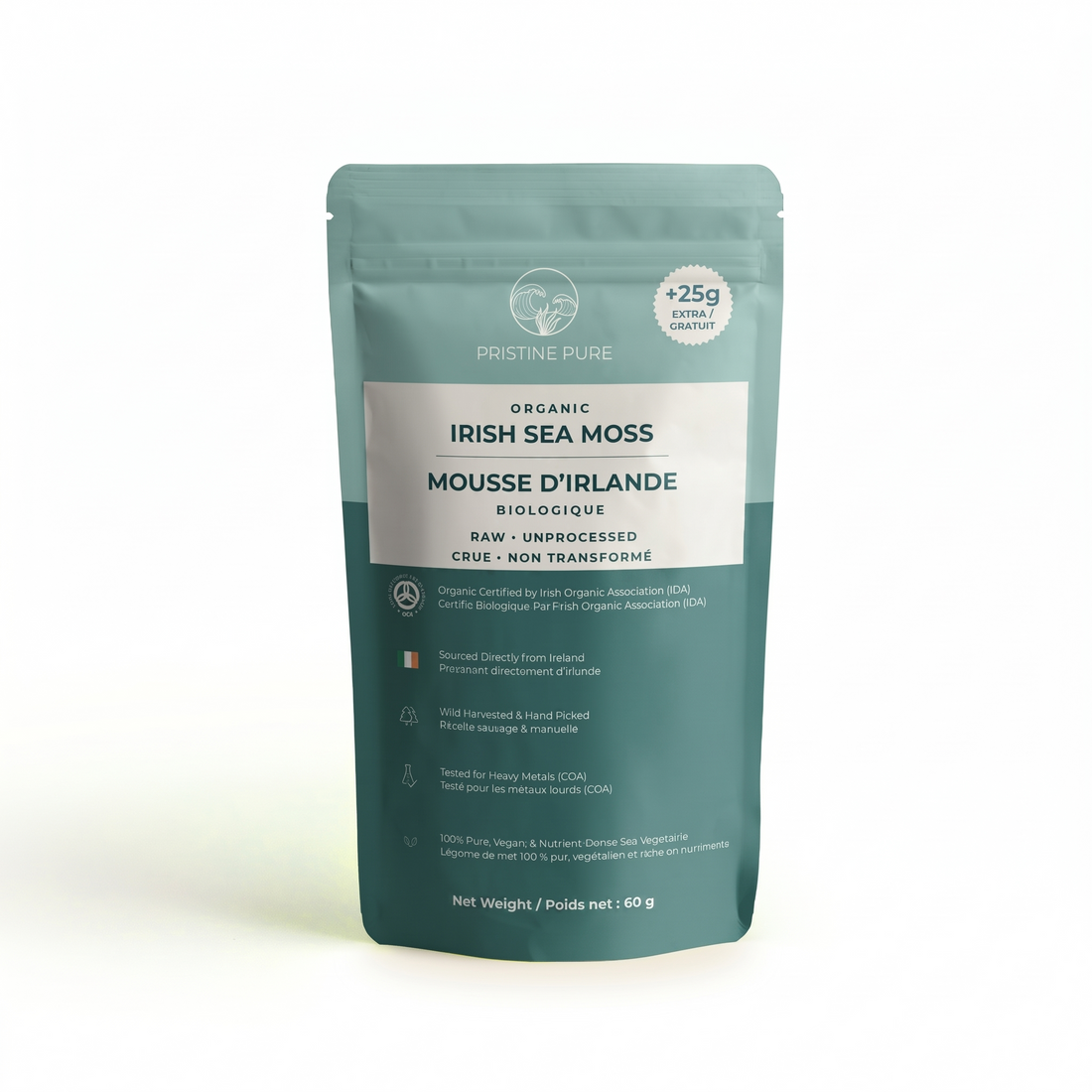 Certified Organic Wild Irish Raw Sea Moss 60g | Lab Tested